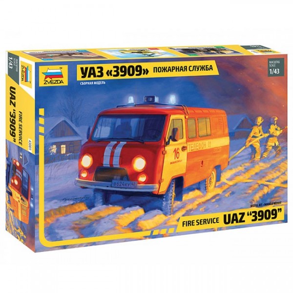 Сборная модель 43001 УАЗ 3909 Пожарная служба