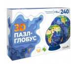 Пазл-глобус 240 3D Мир физический. Интерьерный полупрозрачный.Диаметр 15 см 4660136226963