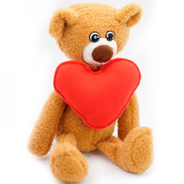 Мягкая игрушка Медведжонок Ермак коричневый сердце флис красный 21/32 см 09678B21-44