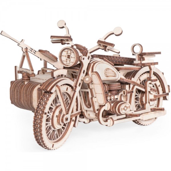 Деревянный Конструктор 3D Мотоцикл с коляской Уран 0159